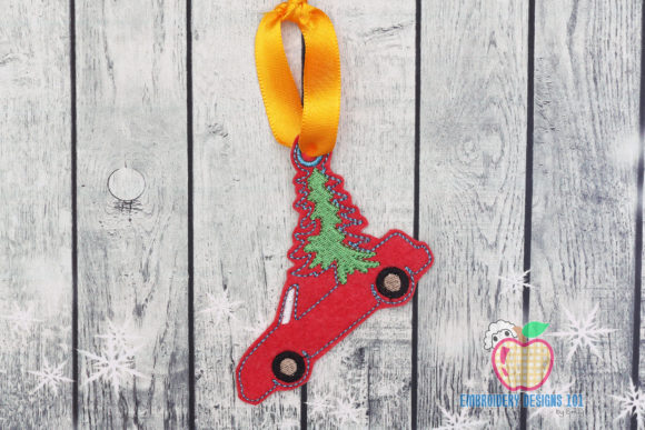 A Designer's Take on Christmas Car with Tree Embroidery