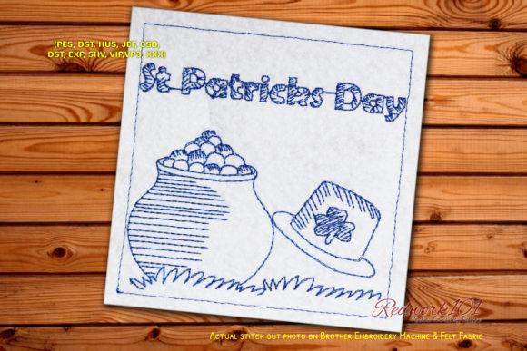 A Lucky St Patrick's Day Pot of Gold Embroidery Design