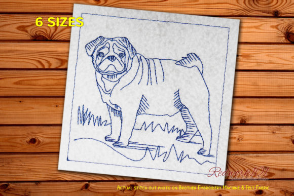 An Embroidery Designer's Review of the Pug Dog Lineart Design