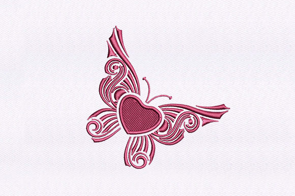 Heart Butterfly Embroidery for Business Branding