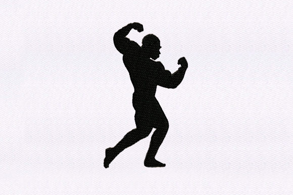 Muscular Man Embroidery: A Bold Design for Boutique Sweatshirts