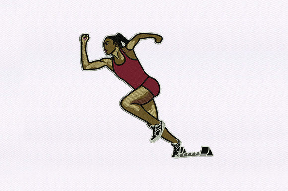 The Sprinting Female Embroidery Design for Market Success